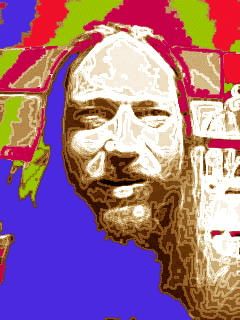 Bill drinking pina colada.